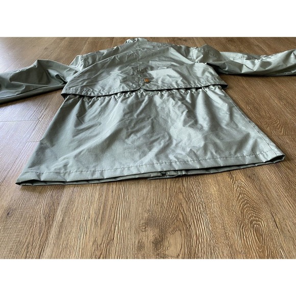 Vtg Fleet Street Metallic Teal Oversize Trench Raincoat Jacket Women's Medium - Picture 4 of 11